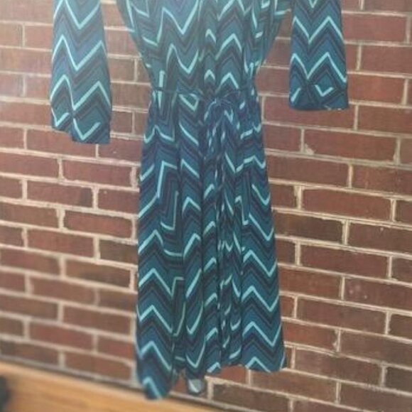 Plus size 4 Teal Black Chevron Dress Merona - Picture 7 of 9